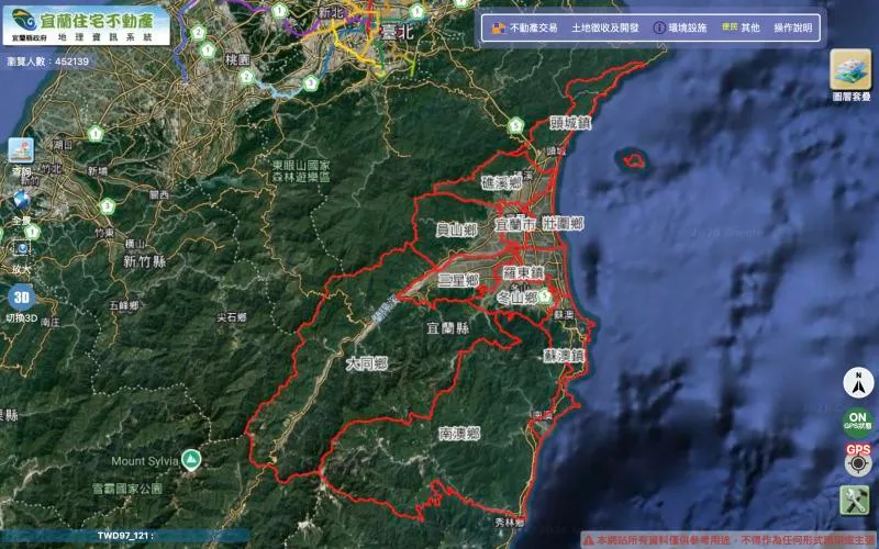 宜蘭住宅不動產地理資訊系統 網站畫面